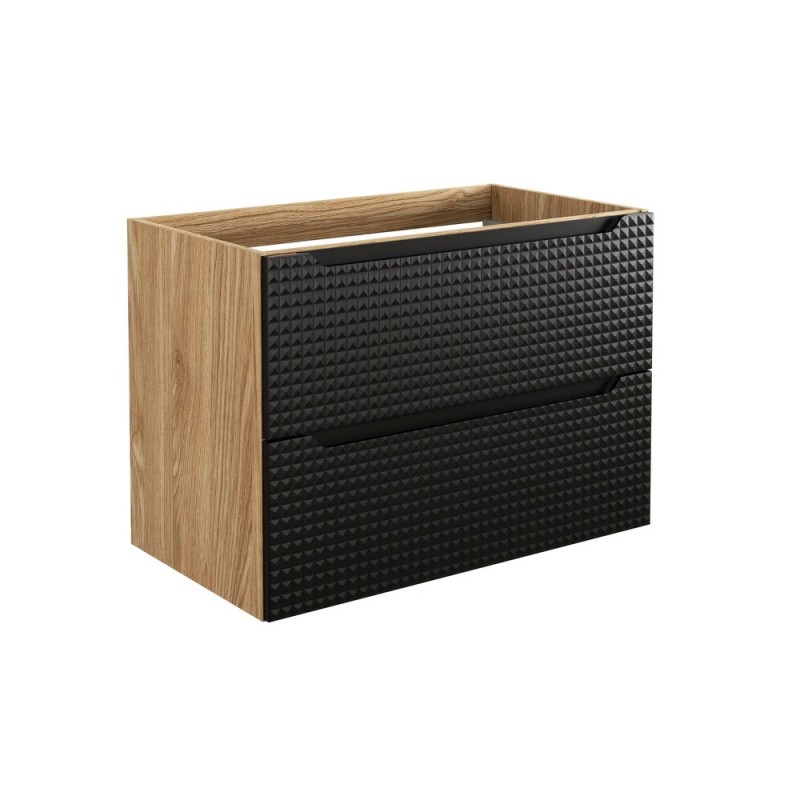 Dulap lavoar Luxor Black, MDF, PAL melaminat, stejar uleiat/negru mat, 2 sertare, L.80 cm, LUXOR BLACK 82-80-2S