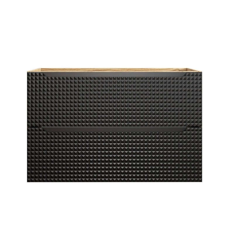 Dulap lavoar Luxor Black, MDF, PAL melaminat, stejar uleiat/negru mat, 2 sertare, L.90 cm, LUXOR BLACK 82-90-2S