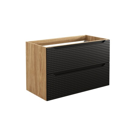 Dulap lavoar Luxor Black, MDF, PAL melaminat, stejar uleiat/negru mat, 2 sertare, L.90 cm, LUXOR BLACK 82-90-2S