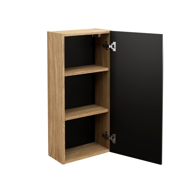 Dulap suspendat Luxor Black, MDF, PAL melaminat, stejar uleiat/negru mat, 1 usa, L.35 cm, LUXOR BLACK 83-35-1D