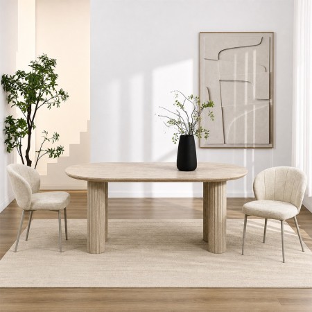 Scaun dining Cadiz, metal, poliester, bej, H.78 cm, MIFU000231-BG