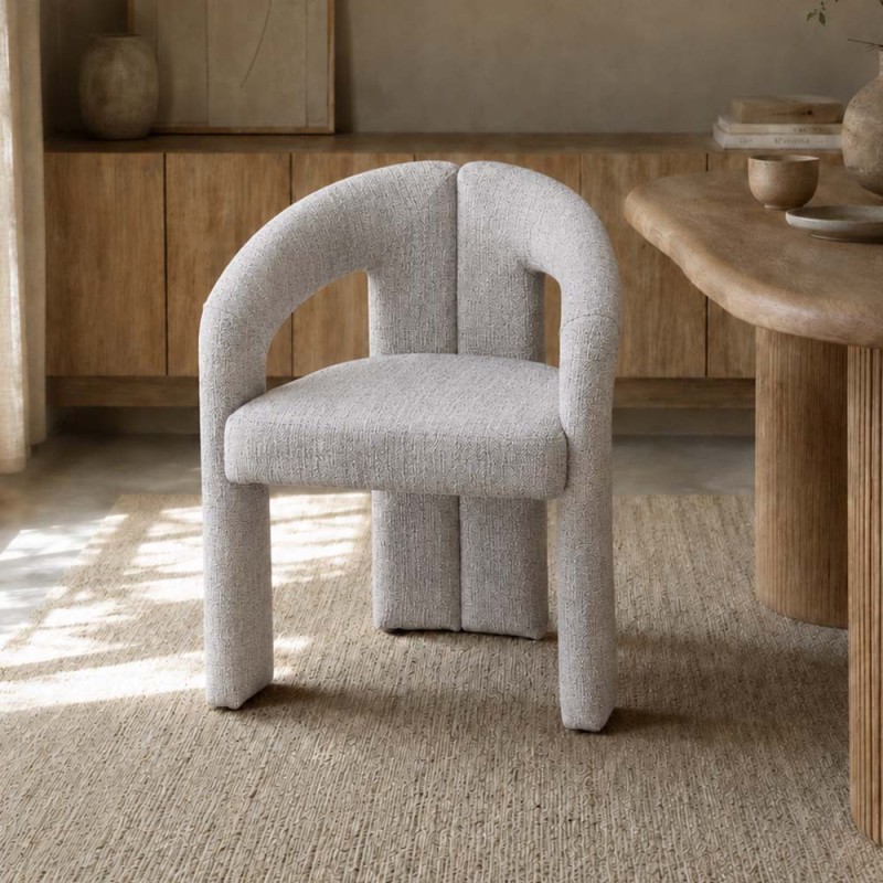 Scaun dining Namur, metal, material textil, spuma, bej, H.77 cm, MIFU000252-BG