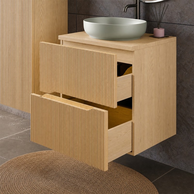 Dulap lavoar Nordic Cremona, MDF, PAL melaminat, stejar cremona, 2 sertare, L.60 cm, NORDIC CREMONA 82-60-46-2S
