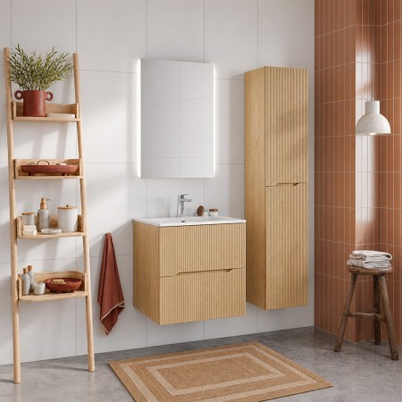 Dulap lavoar Nordic Cremona, MDF, PAL melaminat, stejar cremona, 2 sertare, L.60 cm, NORDIC CREMONA 82-60-46-2S