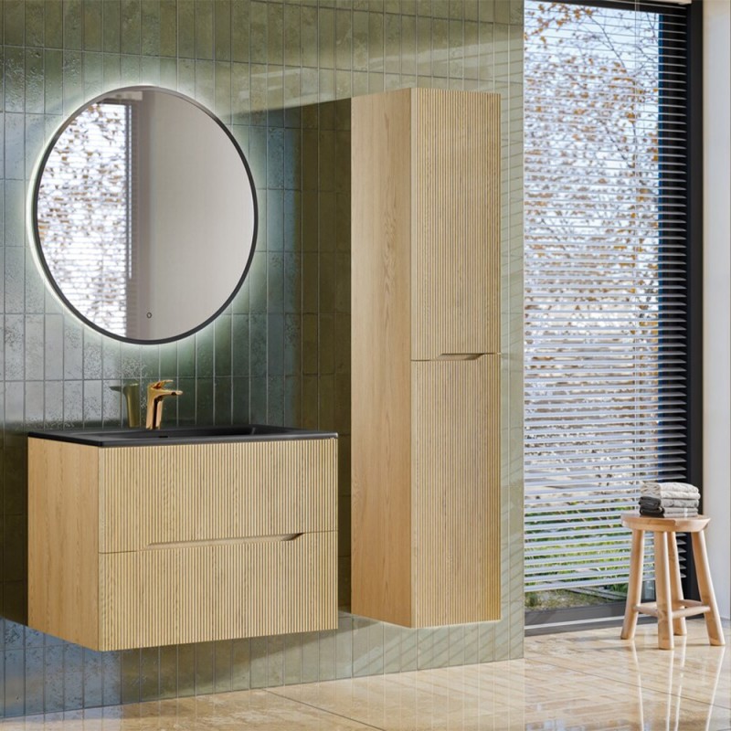 Dulap lavoar Nordic Cremona, MDF, PAL melaminat, stejar cremona, 2 sertare, L.80 cm, NORDIC CREMONA 82-80-46-2S