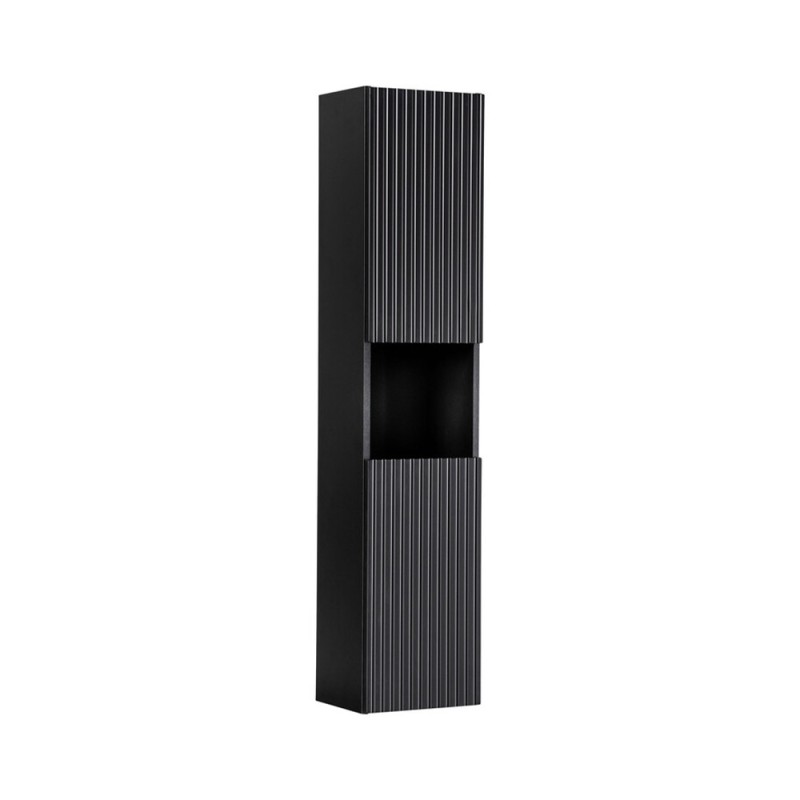 Dulap inalt Nova Black, MDF, PAL melaminat, negru mat, 2 usi, H.140 cm, NOVA BLACK D 80-03-2D(W80-02D)