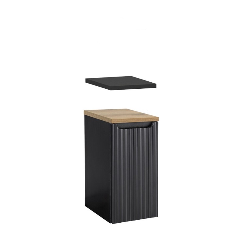 Dulap lateral Nova Black, MDF, PAL melaminat, negru mat, 1 usa, L.30 cm, NOVA BLACK D2 81-30-1D(W81-01D)