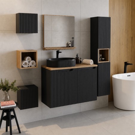 Dulap lavoar Nova Black, MDF, PAL melaminat, negru mat, 2 usi, L.50 cm, NOVA BLACK D2 82-50-2D