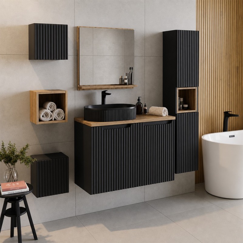Dulap lavoar Nova Black, MDF, PAL melaminat, negru mat, 2 usi, L.50 cm, NOVA BLACK D2 82-50-2D