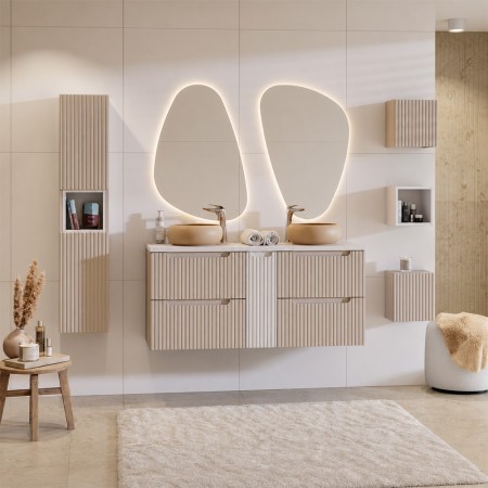 Dulap inalt Nova Cashmere, MDF, PAL melaminat, cashmir mat, 2 usi, H.140 cm, NOVA CASHMERE 80-03-2D