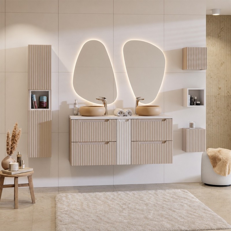 Dulap inalt Nova Cashmere, MDF, PAL melaminat, cashmir mat, 2 usi, H.140 cm, NOVA CASHMERE 80-03-2D