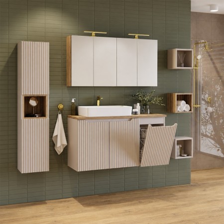 Dulap lavoar cu cos de rufe Nova Cashmere, MDF, PAL melaminat, cashmir mat, 1 usa, L.40 cm, NOVA CASHMERE 81-40-1DK