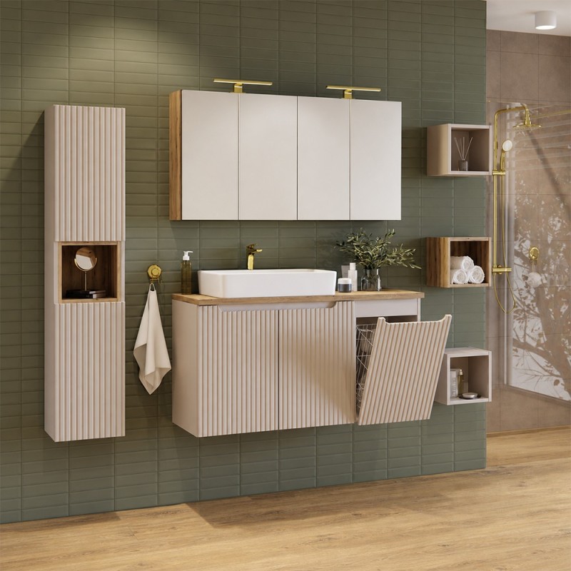 Dulap lavoar cu cos de rufe Nova Cashmere, MDF, PAL melaminat, cashmir mat, 1 usa, L.40 cm, NOVA CASHMERE 81-40-1DK