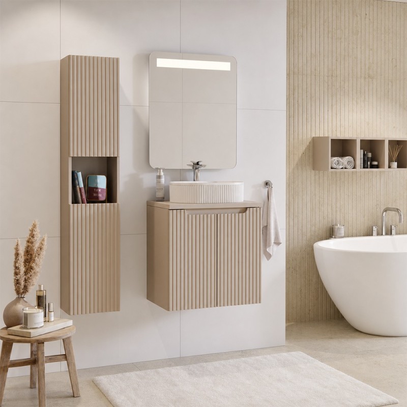 Dulap lavoar Nova Cashmere, MDF, PAL melaminat, cashmir mat, 2 usi, L.60 cm, NOVA CASHMERE 82-60-2D