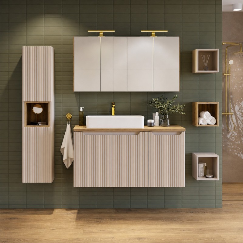 Dulap lavoar Nova Cashmere, MDF, PAL melaminat, cashmir mat, 2 usi, L.80 cm, NOVA CASHMERE 82-80-2D