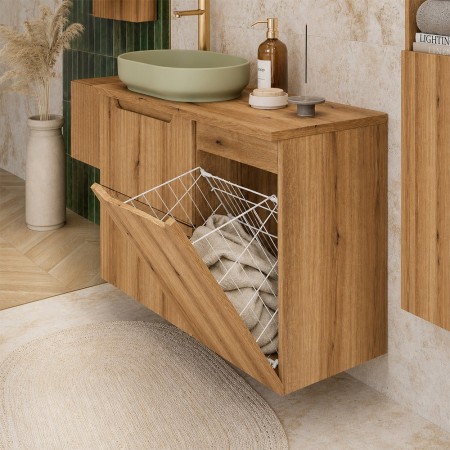 Dulap lavoar cu cos de rufe Nova Coast Evoke, MDF, PAL melaminat, stejar evoke, L.40 cm, NOVA COAST EVOKE 81-40-39-1DK