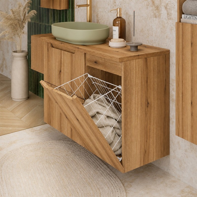 Dulap lavoar cu cos de rufe Nova Coast Evoke, MDF, PAL melaminat, stejar evoke, L.40 cm, NOVA COAST EVOKE 81-40-39-1DK