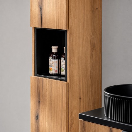 Dulap inalt Nova Oak, PAL melaminat, stejar evoke, 2 usi, H.140 cm, NOVA OAK A 80-03-2D(W80-01A)