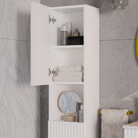 Dulap inalt Nova White, MDF, PAL melaminat, alb, H.140 cm, NOVA WHITE 80-03-2D
