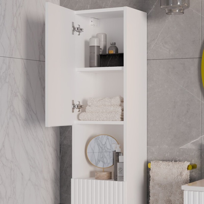 Dulap inalt Nova White, MDF, PAL melaminat, alb, H.140 cm, NOVA WHITE 80-03-2D