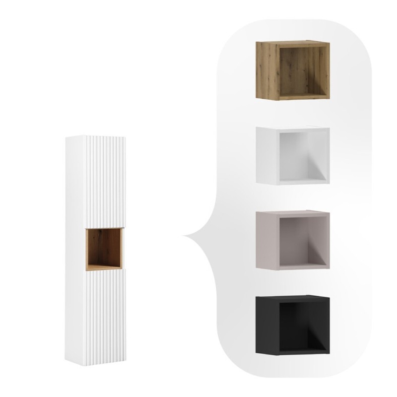Dulap inalt Nova White, MDF, PAL melaminat, alb, H.140 cm, NOVA WHITE 80-03-2D