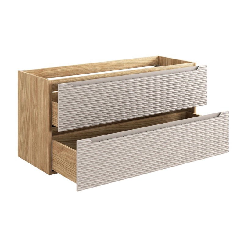 Dulap lavoar Ocean Beige, MDF, PAL melaminat, stejar/bej, 2 sertare, L.120 cm, OCEAN BEIGE 82-120-2S