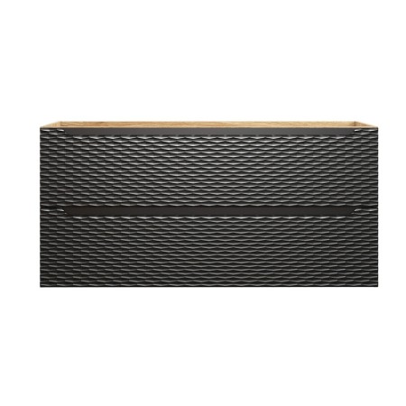 Dulap lavoar Ocean Black, MDF, PAL melaminat, negru mat/stejar uleiat, 2 sertare, L.120 cm, OCEAN BLACK 82-120-2S