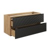 Dulap lavoar Ocean Black, MDF, PAL melaminat, negru mat/stejar uleiat, 2 sertare, L.120 cm, OCEAN BLACK 82-120-2S