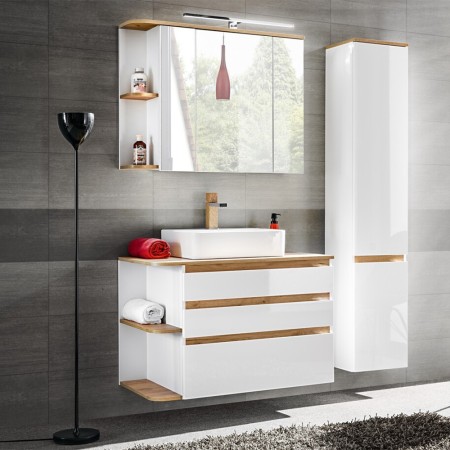 Dulap inalt Platinum, MDF, PAL melaminat, alb, stejar auriu, 2 usi, H.176 cm, PLATINUM 800 FSC