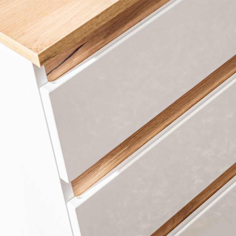 Dulap lavoar Platinum, MDF, PAL melaminat, alb, stejar auriu, 3 sertare, L.90 cm, PLATINUM 820 FSC