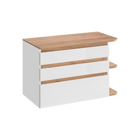 Dulap lavoar Platinum, MDF, PAL melaminat, alb, stejar auriu, 3 sertare, L.90 cm, PLATINUM 820 FSC