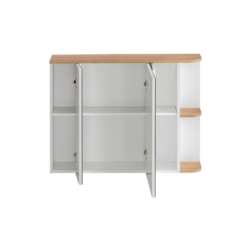 Dulap suspendat cu oglinda Platinum, MDF, PAL melaminat, alb, stejar auriu, 3 usi, L.94 cm, PLATINUM 840 FSC