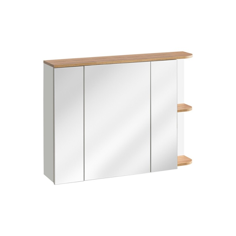 Dulap suspendat cu oglinda Platinum, MDF, PAL melaminat, alb, stejar auriu, 3 usi, L.94 cm, PLATINUM 840 FSC