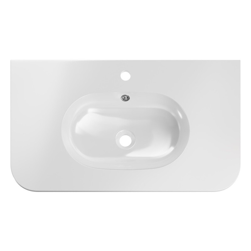 Lavoar cu o singura cuva Pure, conglomerat, alb lucios, L.80 cm, PURE WHITE GLOSS UM 80-46