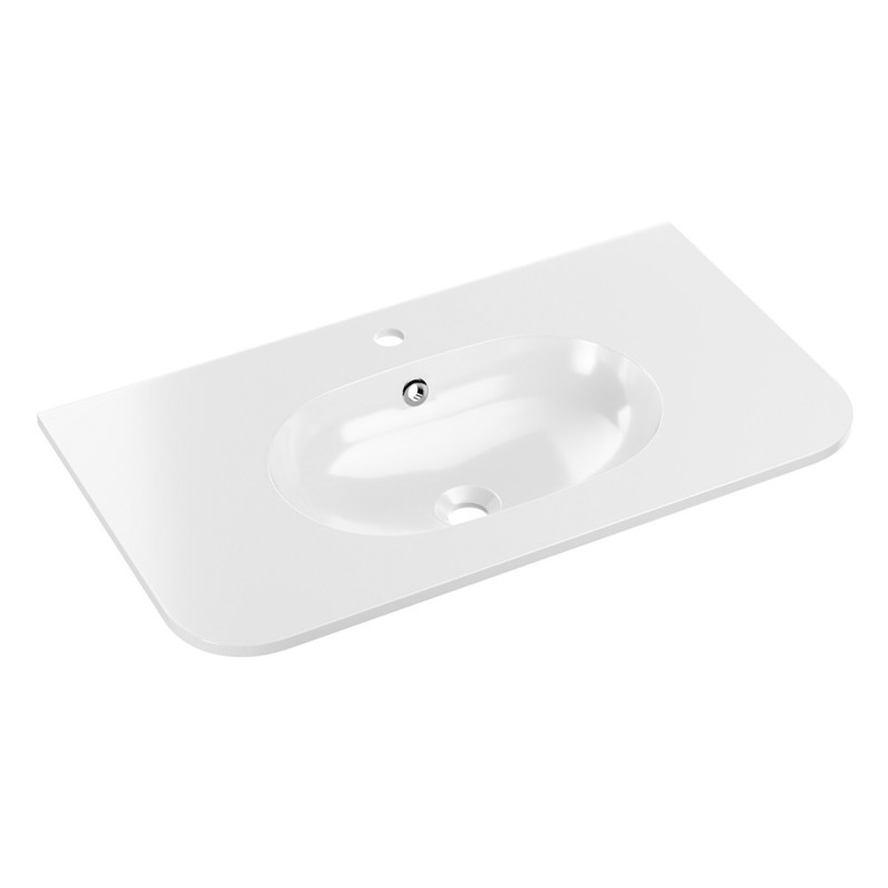 Lavoar cu o singura cuva Pure, conglomerat, alb lucios, L.80 cm, PURE WHITE GLOSS UM 80-46