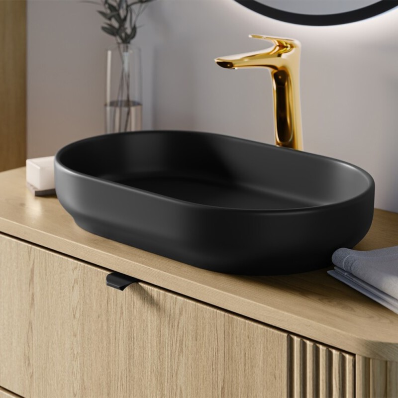 Lavoar baie Comad river, ceramica, negru mat, L.55 cm, RIVER 2 BLACK MATT UN 55 ( E-6594 )