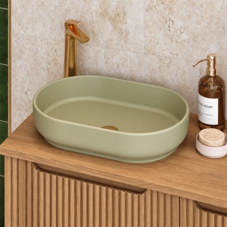 Lavoar River, ceramica, verde mat, L.55 cm, RIVER 2 OLIVE GREEN MATT UN 55 ( E-6594 )