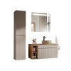 Set de mobilier baie Iconic Cashmere, MDF, PAL melaminat, cashmir mat, blat stejar evoke, lavoar Wiki, L.100 cm, dulap inalt H.160 cm, SET - ICC B 100 CM WIKI-MC 4 81-01 COAST EVOKE OAK