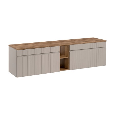 Set de mobilier baie Iconic Cashmere, MDF, PAL melaminat, cashmir mat, blat stejar evoke, L.180 cm, SET - ICC B 180 CM 81-01 COAST EVOKE OAK