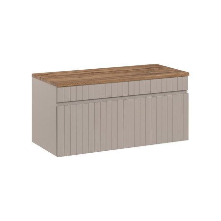 Set de mobilier baie Iconic Cashmere, MDF, PAL melaminat, cashmir mat, blat stejar evoke, L.80 cm, SET - ICC B 80 CM