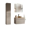 Set de mobilier baie Iconic Cashmere, MDF, PAL melaminat, cashmir mat, blat stejar evoke, lavoar Wiki, L.80 cm, dulap inalt H.160 cm, SET - ICC B 80 CM UN WIKI MC 2