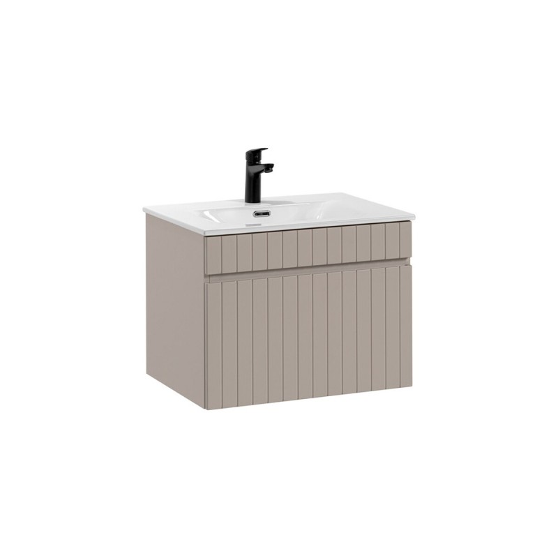 Set de mobilier baie Iconic Cashmere, MDF, PAL melaminat, cashmir mat, lavoar Sky, L.60 cm, SET - ICC SKY 60 CM