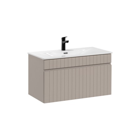Set de mobilier baie Iconic Cashmere, MDF, PAL melaminat, cashmir mat, lavoar Sky, L.80 cm, SET - ICC SKY 80 CM