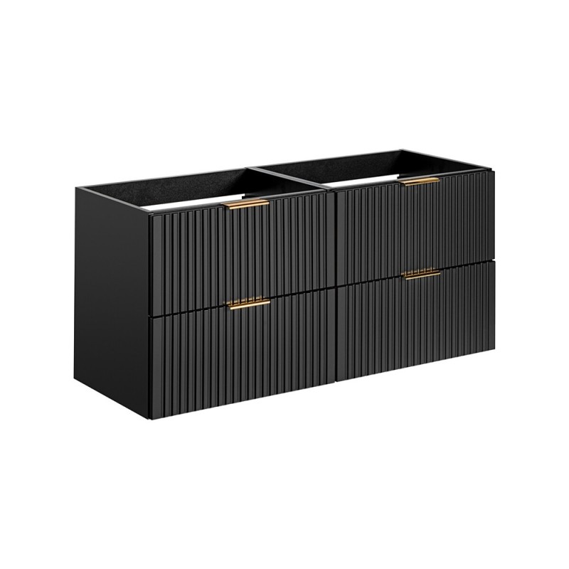 Set mobilier baie Adel Black, MDF, PAL melaminat, negru mat, L.120 cm, SET -ADB 120 CM