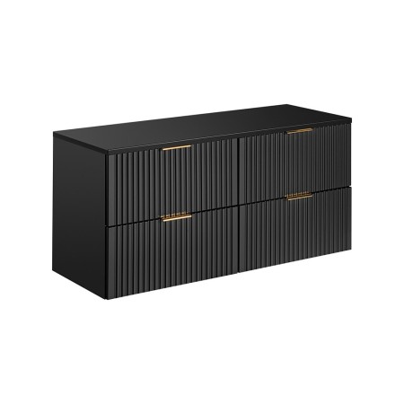 Set mobilier baie Adel Black, MDF, PAL melaminat, blat negru mat, L.120 cm, SET -ADB B 120 CM