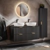 Set mobilier baie Adel Black, MDF, PAL melaminat, negru mat, lavoare Smile 40, L.120 cm, dulap inalt H.140 cm si oglinda LED, SET -ADB B 120 CM SMILE 40 4