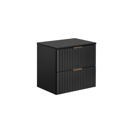 Set mobilier baie Adel Black, MDF, PAL melaminat, blat negru mat, L.60 cm, SET -ADB B 60 CM