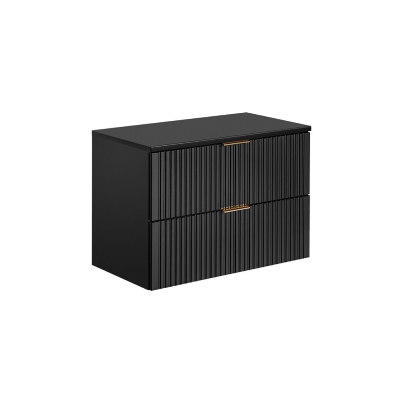 Set mobilier baie Adel Black, MDF, PAL melaminat, blat negru mat, L.80 cm, SET -ADB B 80 CM