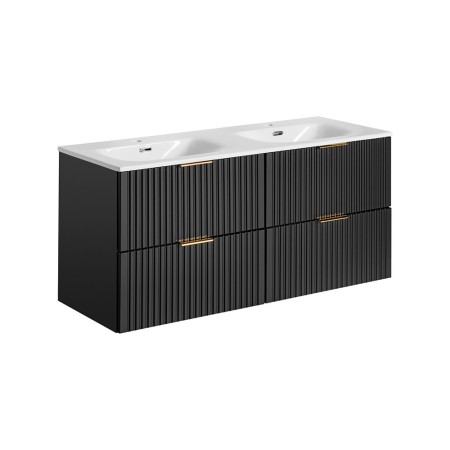 Set mobilier baie Adel Black, MDF, PAL melaminat, negru mat, lavoar SKY 120, L.120 cm, SET -ADB SKY 120 CM