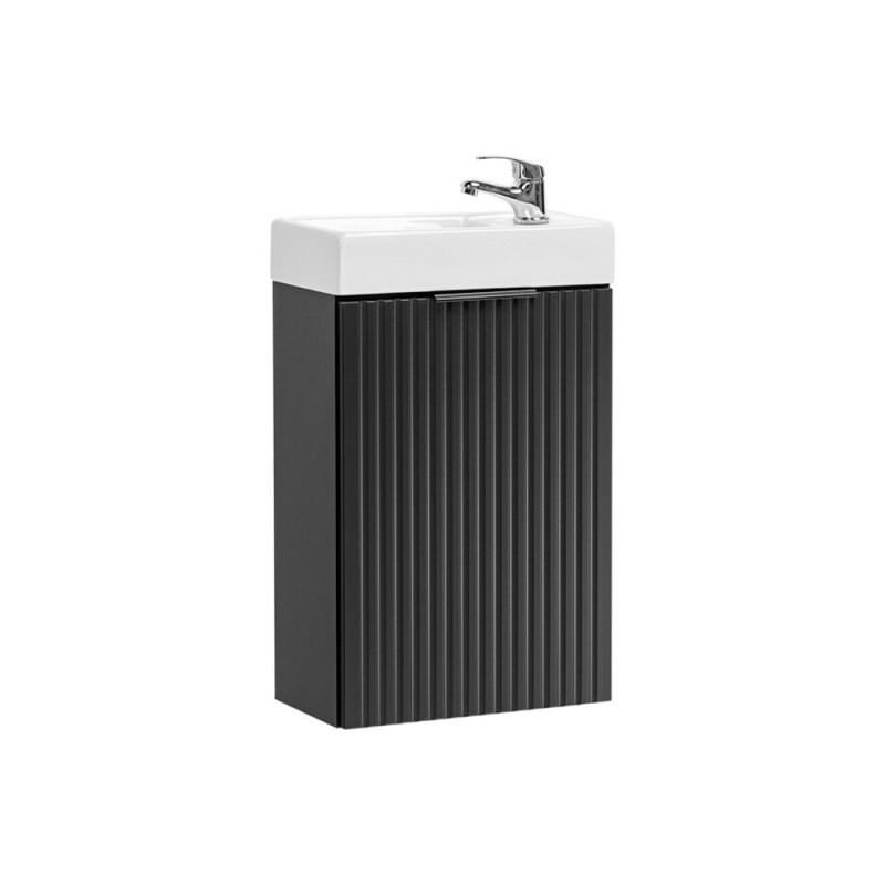 Set mobilier baie Adel Black, MDF, PAL melaminat, negru mat, lavoar Vedea, SET -ADB VEDEA 40 CM